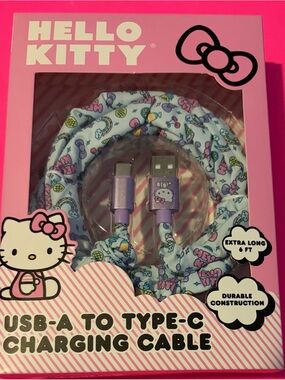 Hello Kitty Pink USB-A to USB-C Charging Cable